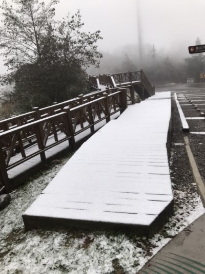觀霧國家森林遊樂區樂山林道6K飄初雪
