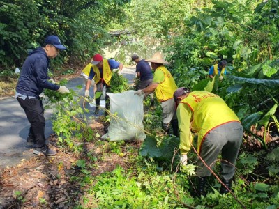 里民、志工除蔓(新竹分署提供)