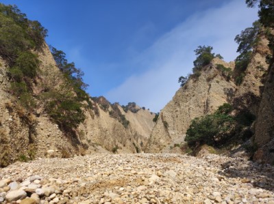 火炎山自然保留區的礫石沖蝕溝(火炎山生態教育館提供)